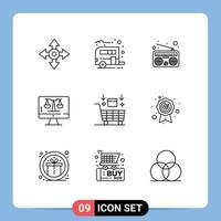 Group of 9 Outlines Signs and Symbols for robot ai communication screen computer Editable Vector Design Elements