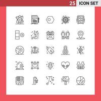 Mobile Interface Line Set of 25 Pictograms of draw pattern asian india flag Editable Vector Design Elements