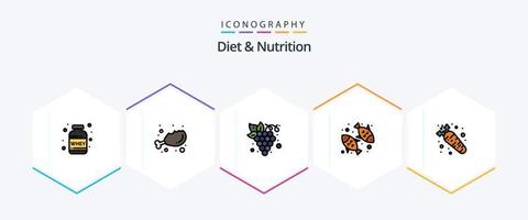 Diet And Nutrition 25 FilledLine icon pack including diet. nutrition. diet. healthy. diet vector