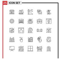 Set of 25 Modern UI Icons Symbols Signs for mail mail shipping e mailing Editable Vector Design Elements