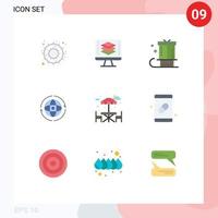 Set of 9 Modern UI Icons Symbols Signs for connect earth celebration world present Editable Vector Design Elements