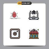 Stock Vector Icon Pack of 4 Line Signs and Symbols for bug instagram testing home social Editable Vector Design Elements