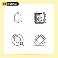 Set of 4 Modern UI Icons Symbols Signs for alert disease sound globe form Editable Vector Design Elements