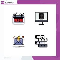 Universal Icon Symbols Group of 4 Modern Filledline Flat Colors of calendar book control alert knowledge Editable Vector Design Elements