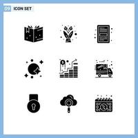 Set of 9 Modern UI Icons Symbols Signs for investment spaceship education space galaxy Editable Vector Design Elements