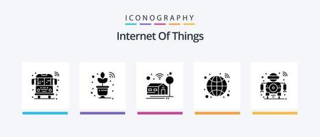 Internet Of Things Glyph 5 Icon Pack Including scanning. future. home. network. hub. Creative Icons Design vector