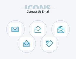 Email Blue Icon Pack 5 Icon Design. message. email. email. open. mail vector