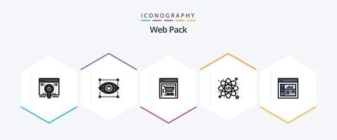 Web Pack 25 FilledLine icon pack including . graphics. ecommerce. design. atom vector