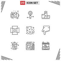 Pictogram Set of 9 Simple Outlines of cookie studio pedestal photography light Editable Vector Design Elements