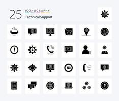 Technical Support 25 Solid Glyph icon pack including business. setting. service. file. service vector