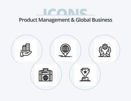 producto gestión y global negocio línea icono paquete 5 5 icono diseño. recursos. humano. visión. negocio. moderno vector