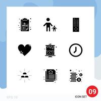 9 Solid Glyph concept for Websites Mobile and Apps birthday favorite kid like heart Editable Vector Design Elements