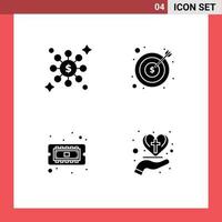 Group of 4 Solid Glyphs Signs and Symbols for dollar computer banking finance hardware Editable Vector Design Elements