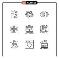 Group of 9 Modern Outlines Set for business money crack making flow Editable Vector Design Elements