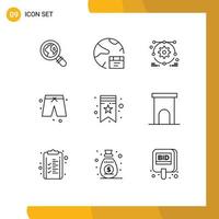 Universal Icon Symbols Group of 9 Modern Outlines of architecture star development bookmarks pants Editable Vector Design Elements