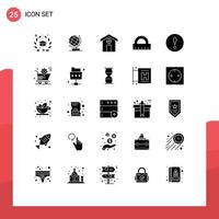 Set of 25 Vector Solid Glyphs on Grid for warning alert web ruler architecture Editable Vector Design Elements