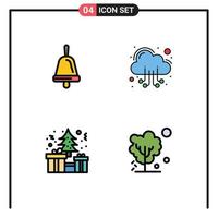 Universal Icon Symbols Group of 4 Modern Filledline Flat Colors of bell christmas cloud web dry Editable Vector Design Elements