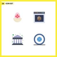 4 Thematic Vector Flat Icons and Editable Symbols of boiled site egg browser commercial Editable Vector Design Elements