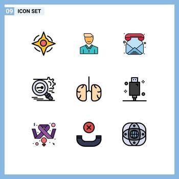 Pictogram Set of 9 Simple Filledline Flat Colors of secure search person key phone Editable Vector Design Elements