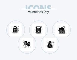 Valentines Day Glyph Icon Pack 5 Icon Design. present. gift. love. flower. paper vector
