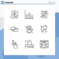 Pack of 9 Modern Outlines Signs and Symbols for Web Print Media such as flower day coffee crypto currency coin Editable Vector Design Elements