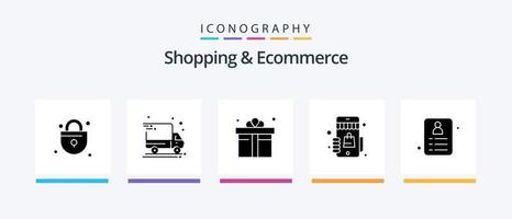 Shopping and Ecommerce Glyph 5 Icon Pack Including . card. retail. shopping. shopping. Creative Icons Design vector