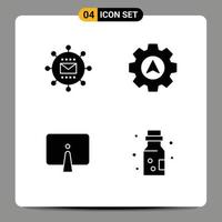 Pictogram Set of 4 Simple Solid Glyphs of engine computer optimization cursor imac Editable Vector Design Elements