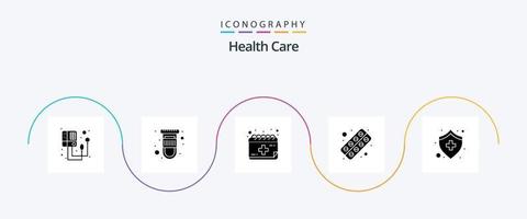 Health Care Glyph 5 Icon Pack Including protect. tablet. appointment. pill. capsule vector
