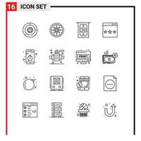 Universal Icon Symbols Group of 16 Modern Outlines of mobile app cash search optimization Editable Vector Design Elements