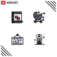 4 Creative Icons Modern Signs and Symbols of coding frame panel baby hang Editable Vector Design Elements