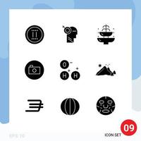 9 Universal Solid Glyph Signs Symbols of ho media player fountain media tourist Editable Vector Design Elements