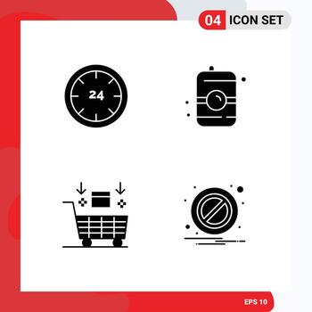 User Interface Pack of 4 Basic Solid Glyphs of and ai e food robot Editable Vector Design Elements