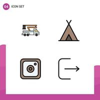 valores vector icono paquete de 4 4 línea señales y símbolos para grua instagram levantamiento naturaleza social editable vector diseño elementos