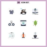 Stock Vector Icon Pack of 9 Line Signs and Symbols for communication call computer vacation glasses Editable Vector Design Elements