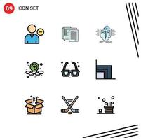 Universal Icon Symbols Group of 9 Modern Filledline Flat Colors of web add wlan safe medical Editable Vector Design Elements