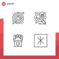 4 Line concept for Websites Mobile and Apps circle fastfood universe graph magnifying usa Editable Vector Design Elements
