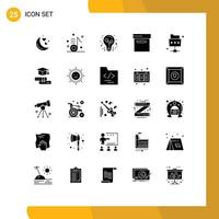 Group of 25 Modern Solid Glyphs Set for folder network song box tips Editable Vector Design Elements