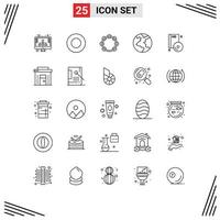 Set of 25 Modern UI Icons Symbols Signs for disc cd music bluray planet Editable Vector Design Elements