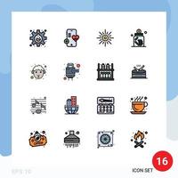 16 Universal Flat Color Filled Line Signs Symbols of saving investment sun business weather Editable Creative Vector Design Elements