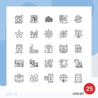 Universal Icon Symbols Group of 25 Modern Lines of worker labour writing construction theory Editable Vector Design Elements