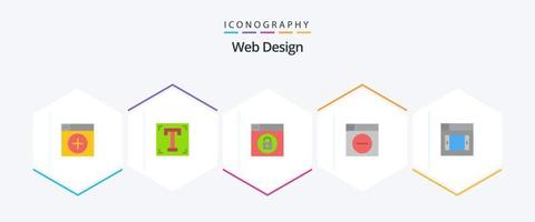 Web Design 25 Flat icon pack including minimize. design. program. web. lock vector