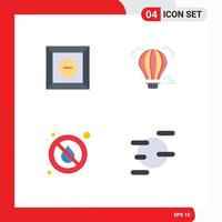 Pictogram Set of 4 Simple Flat Icons of box rain balloon hot weather Editable Vector Design Elements