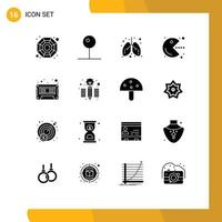 16 Creative Icons Modern Signs and Symbols of cassette audio health play fun Editable Vector Design Elements