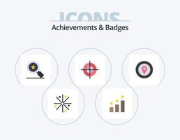 logros y insignias plano icono paquete 5 5 icono diseño. premio. ubicación. logros objetivo. objetivo vector