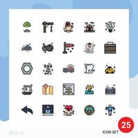 25 User Interface Filled line Flat Color Pack of modern Signs and Symbols of chair drink bulb cookie break Editable Vector Design Elements