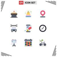 9 Creative Icons Modern Signs and Symbols of clock mobile map connect repair Editable Vector Design Elements