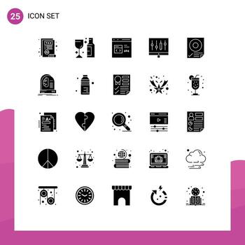 pictograma conjunto de 25 sencillo sólido glifos de cheque grafico navegador datos analítica editable vector diseño elementos