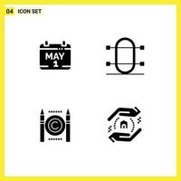 Group of 4 Modern Solid Glyphs Set for calendar business time physic copyright Editable Vector Design Elements