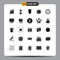 Group of 25 Solid Glyphs Signs and Symbols for gorki cucumber award object creative Editable Vector Design Elements