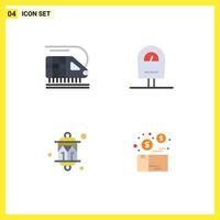 4 Flat Icon concept for Websites Mobile and Apps train lantern machine celebration bundle Editable Vector Design Elements